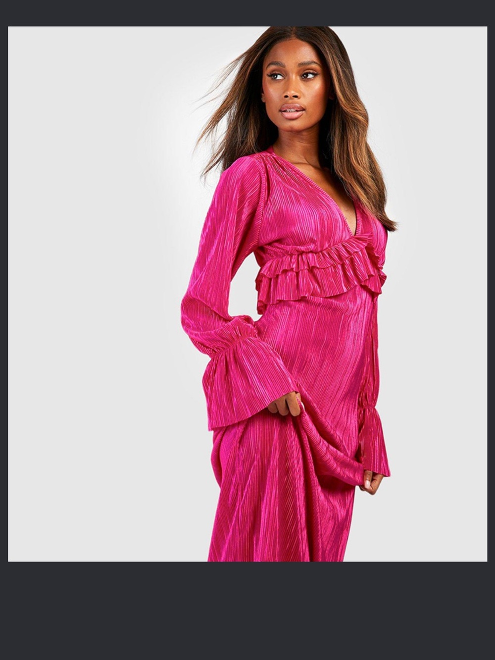 Boohoo Hot Pink Ruffle Maxi Dress - Picture 5 of 15